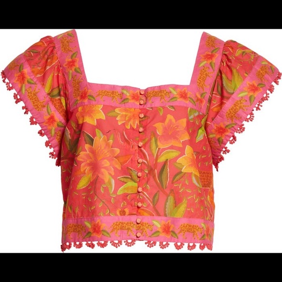 FARM Rio Solar Forest Square Neck Cotton Blouse NWT size medium - Picture 6 of 15